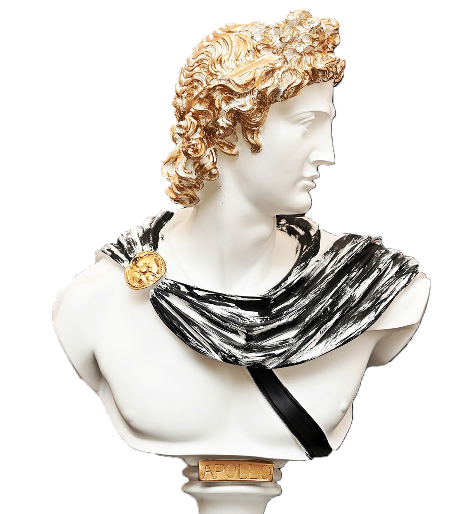 Greek Apollo Bust White Resin Figurine